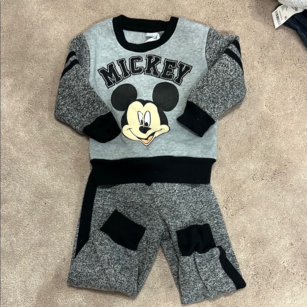Disney Mickey Mouse Gray and Black Kids Matching Set